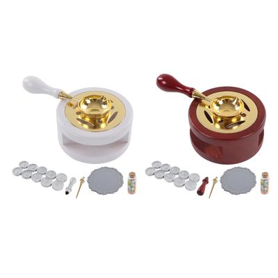 Wachssiegel Stempel Wärmer Löffel Kerze Messing Holzgriff Brief Versiegelung Kit Set