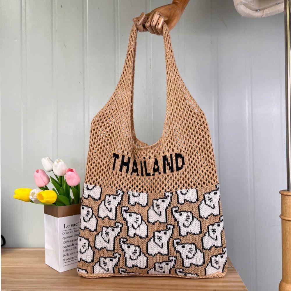 

Large Capacity Underarm Bag Knitted Handbag Casual Tote Bag Woman Girls хакі