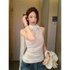 Real Price~ White Lace Neck Sling Top, Women's Summer Pure Desire To Hug Tightly, Sleeveless Vest