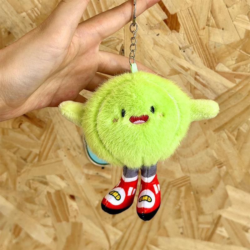 Adorable Sports Ball Plush Dumbbell Keychain