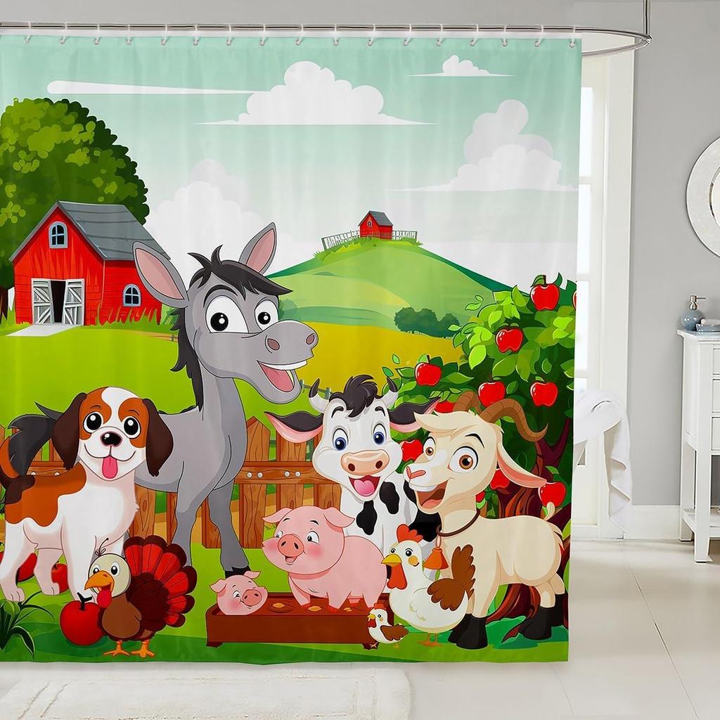 Dog Bath Curtain for Girls Boys Kids Cute Pet Cat Dog Shower Curtain with Hooks Backyard Pals Dogs and Cats Shower Curtain