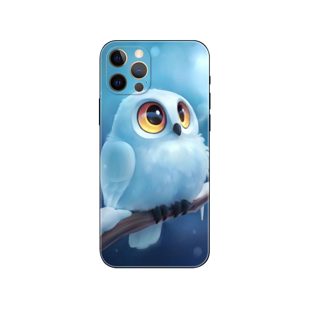 Animal Owl Phone Case for Iphone 5 5s 2020se 6 6s 7 8 Plus X 10 XR XS 11 12 13 Mini Pro MAX Black Tpu Back Cover