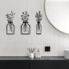 3 Pieces Black Metal Flower Vase Wall Art Decor Wire Wall Art Metal Wall Sculptures Iron Decorative Hanging for Indoor Kitchen Bathroom Dining Room