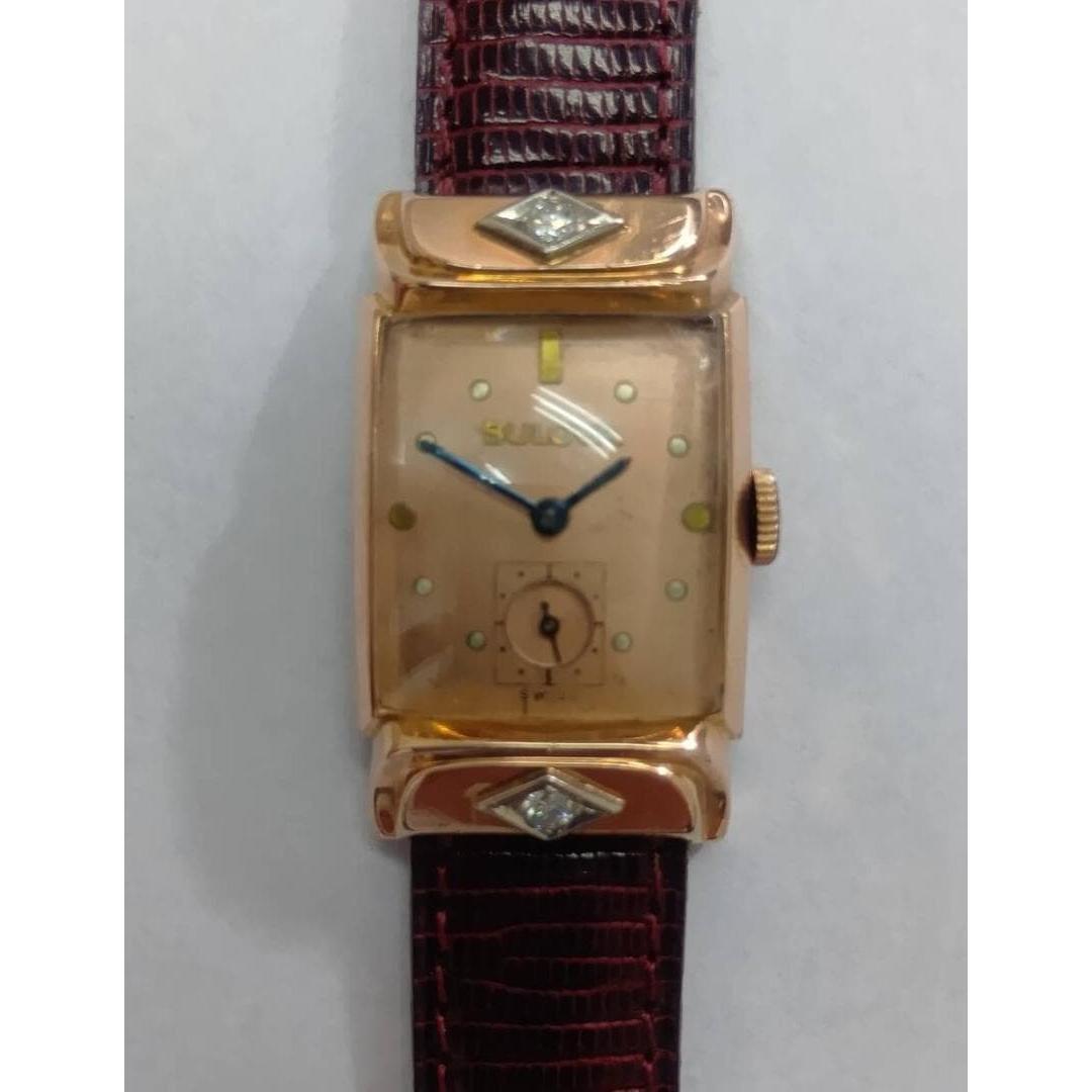 Used Working itemBulova Rectangular Manual winding 14KGF Smoseco Antique