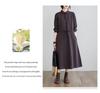 2025 Autumn Korean Style Cotton-Linen Polo Collar Elegant Long Sleeve Shirt Dress