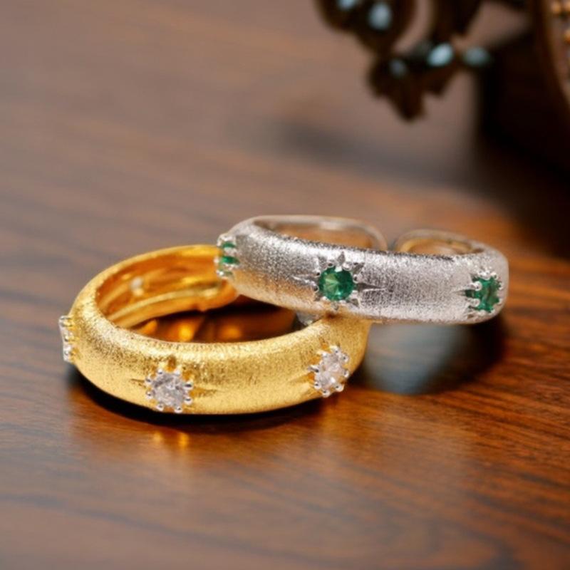 Niche Design Brushed Narrow Ring Female Fashion Light Luxury Vintage Open Index Finger Ring Premium Sense Light Luxury Casual Dainty Minimalist Ring