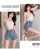 710 Women's Black Denim Slimming Shorts - Summer 2022 Hip-Hugging Hot Girl Style