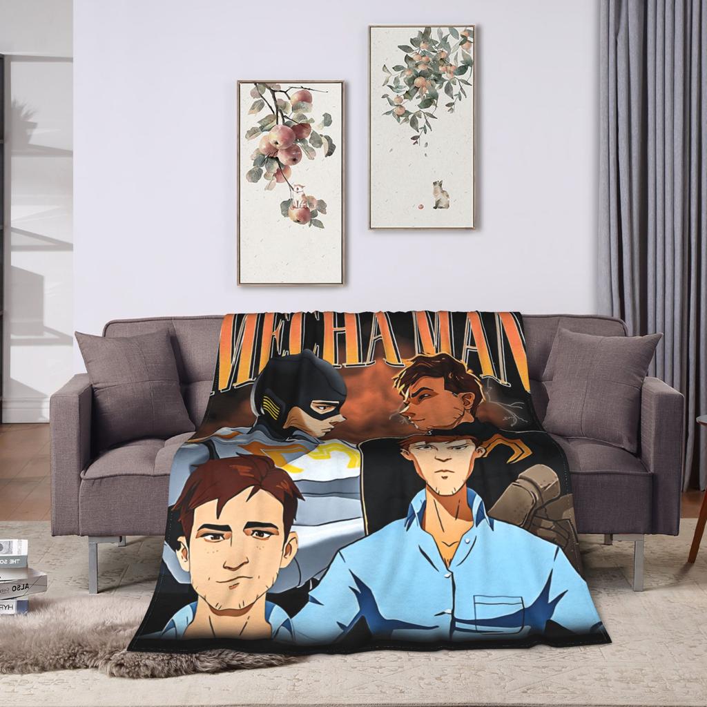 Dispatch Game Mecha Man Flannel Blanket Spring Super Warm Bedding Throws for Living Room Funny Bedspread Sofa Bed Cover