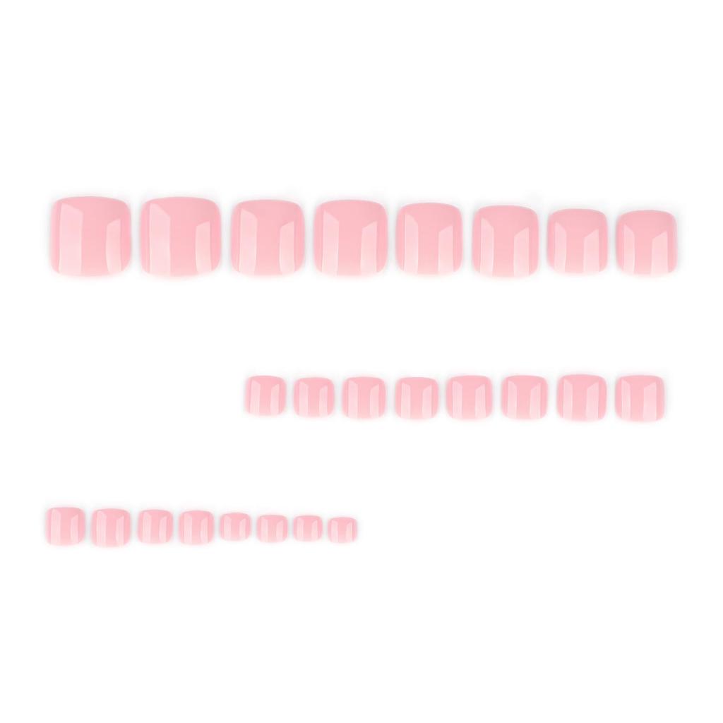 Nude Pink Solid Color Toe Nail Tips - Short Square Design, Wearable and Popular Nail Art.