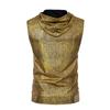 Stamping Print Men's Tank Tops Disco Dancing Hooded Vest Slim Fit Nightclub Bodybuilding Sleeveless Top Men Party Clothes
