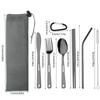 Black/Silver Camping Cutlery Set Stainless Steel Spoon Fork Set Flatware Set  Outdoor