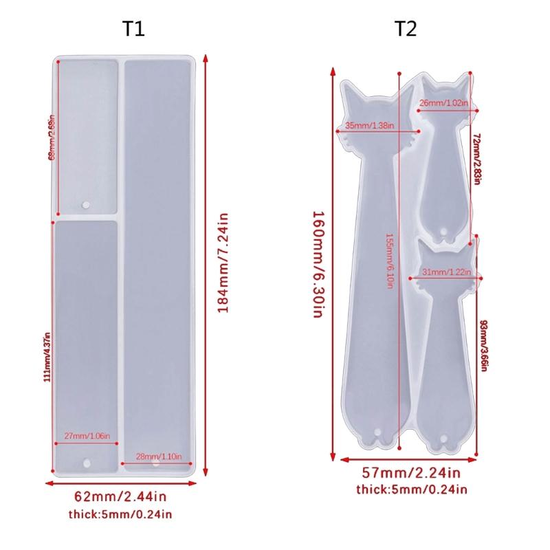 Rectangle Cat Claw Dolphin Silicone Mold DIY Bookmark Resin Mold Jewelry Pendant Mold for DIY Crafts Bookmark Making