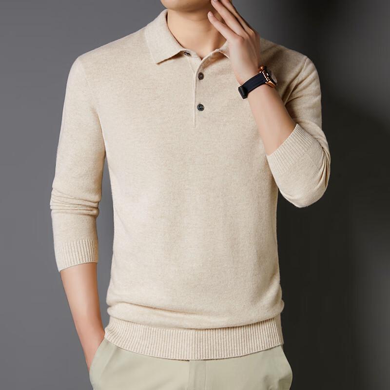 YTMTST6464 Men's Cashmere Blend Lapel Pullover Sweater