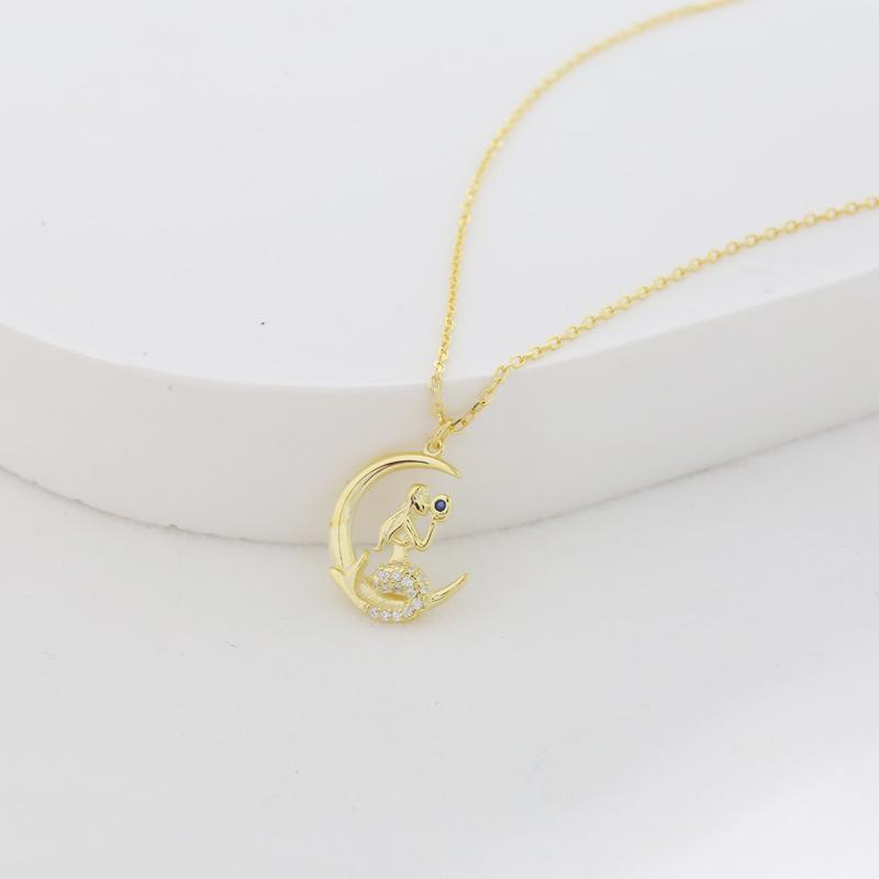 Mondlicht Meerjungfrau Halskette für Frauen Leichter Luxus Mode High-End Mond Schlüsselbeinkette Koreanisches Nischendesign