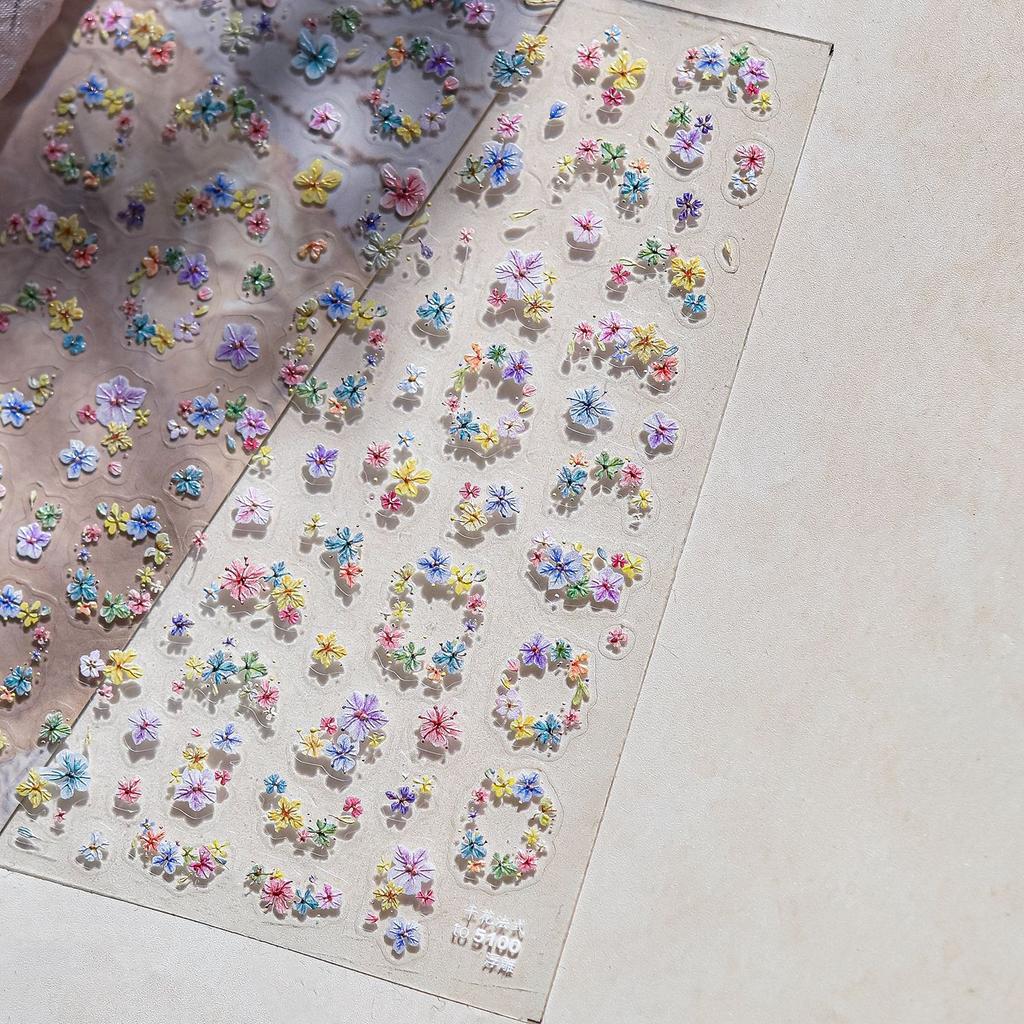 1pcs 5D Bronzing Shininy Pink Sakura Nail Art Stickers Flower Self-Adhesive Nail Decorations Decals Accessories