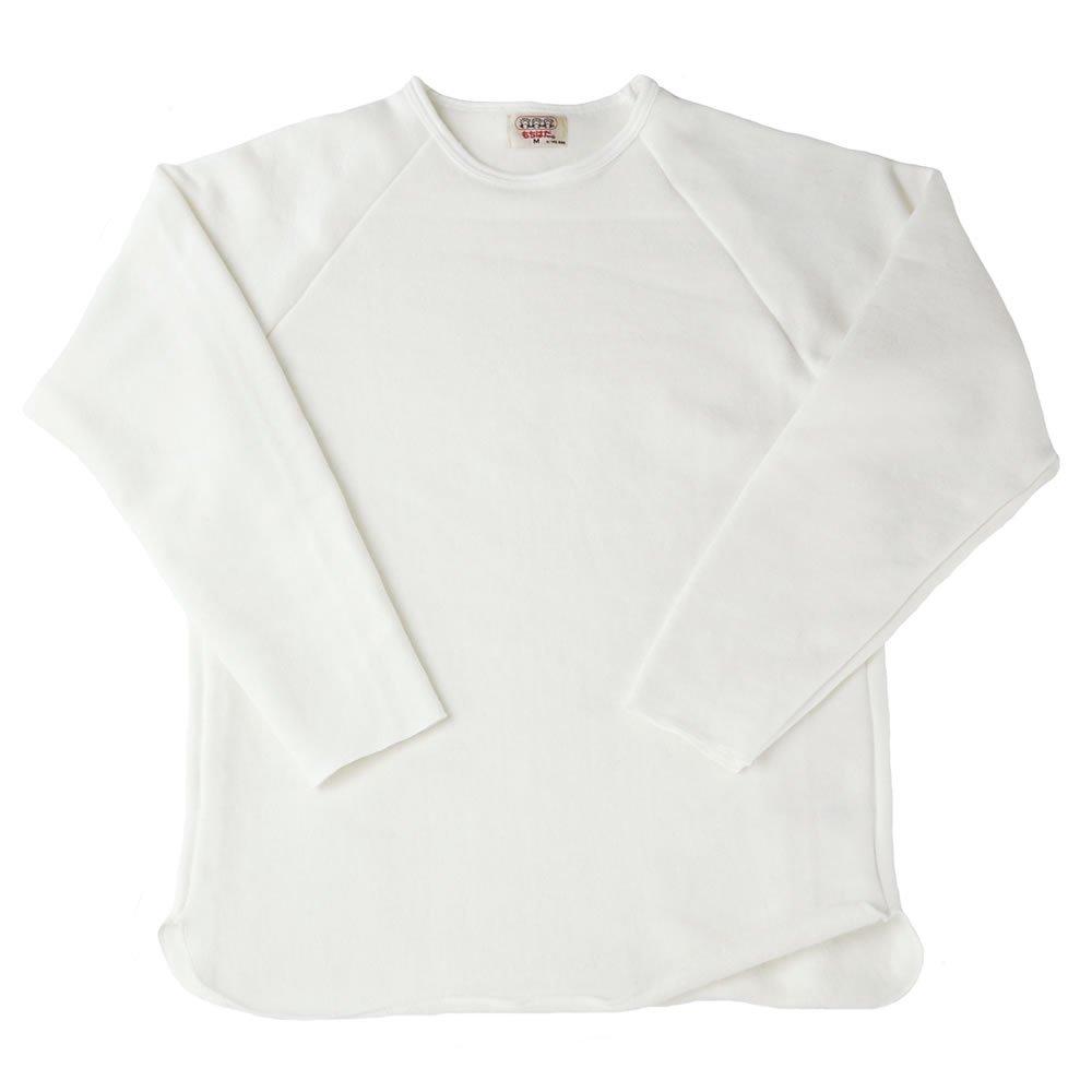 Raglan T L White Sweatshirt for Women and Long Cold Weather Cold Cut and Made in Unisex [Mochihada] L/S Men, Plain, Sleeve, Loungewear, Wear, Weather,