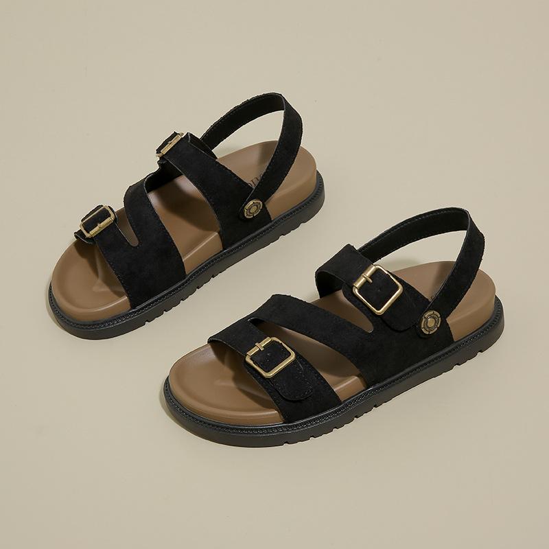 

Крутые шлепанцы на плоской подошве для летней уличной носки для женщин, новые модели 2025 года с юбками, повседневные пляжные шлепанцы на мягкой подошве 40 чёрный