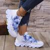 Letters Floral Print Platform Sneakers for Women Knitting Casual Sports Shoes Woman Non Slip Breathable Running Shoes