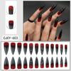 3D Stereoscopic Marbled Gradient Wearable Fake Nails, Long Pointed Red and Black Nail Tips - 24 Pieces