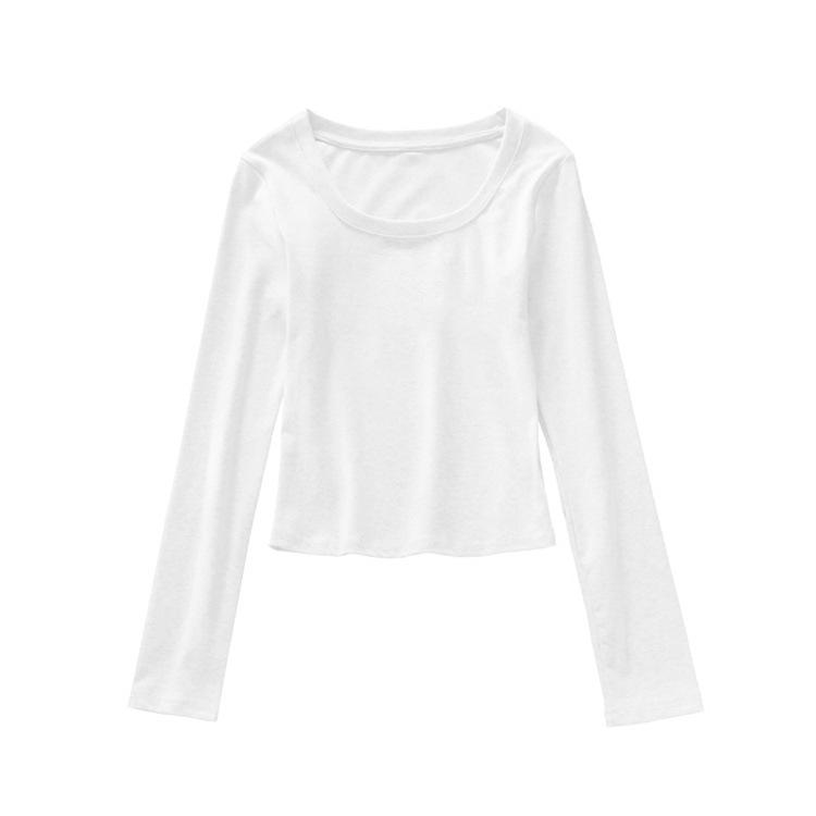 

Футболка базового слоя с U-образным вырезом, Новый стиль облегающего и стильного топа для женщин весной и осенью L белый