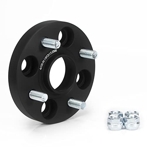 JiiinMiiin Wide Tread Spacer with Hub 20mm PCD100 4H Inner Diameter 54.1mm M12 x P1.5 Forged Matte Black (Set of 2)