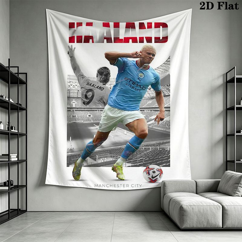 Haaland football Wall Hanging Printed Fabric Blanket Decorative Tapestries for Bedroom Living Room Home Decor