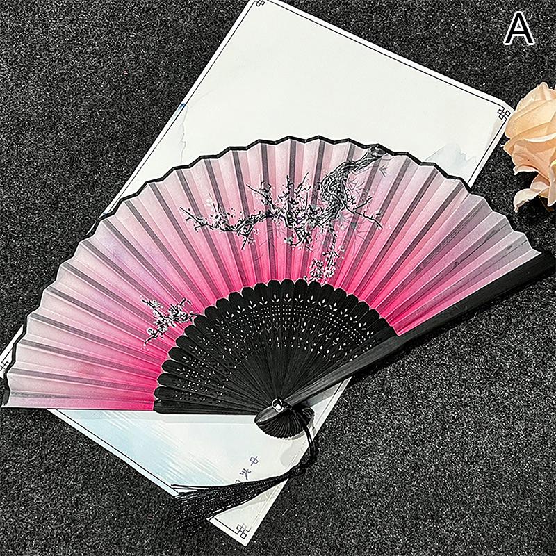 Vintage Silk Folding Hand Fan Chinese Bamboo Fans Craft Gifts Women Dance Performance Props Home Decoration Ornaments