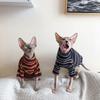 Sphynx Cat Clothing High Neck Striped Short Sleeve T-Shirt Hairless Cats Comfortable Indoor Cooling Wear