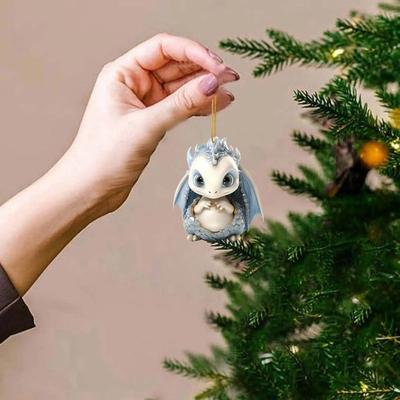 Creative Acrylic Dragon Pendant DIY Craft Cute Xmas Hanging Ornaments Christmas Dragon Cartoon Car Pendant