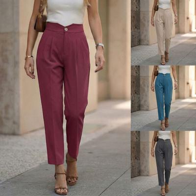 Modische Damen-Freizeithose in Farbe mit Taschen, Gerade geschnitten, Verkürzte Anzughose
