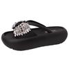 Fashion round head thick-soled slippers women's summer Korean version versatile and beautiful temperament casual rhinestone muffin sandals one-word d