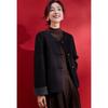 VICTORIA&VERA Elegant Chinese Style Lotus Button Wool Blend Short Coat