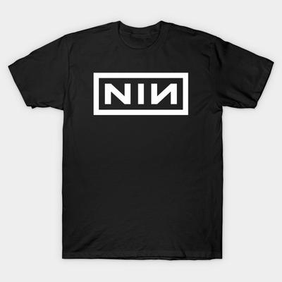 Asian Size Men Black Print T-shirt Nine Inch Nails No-Cut Heat Transfer Print Cotton Tshirt