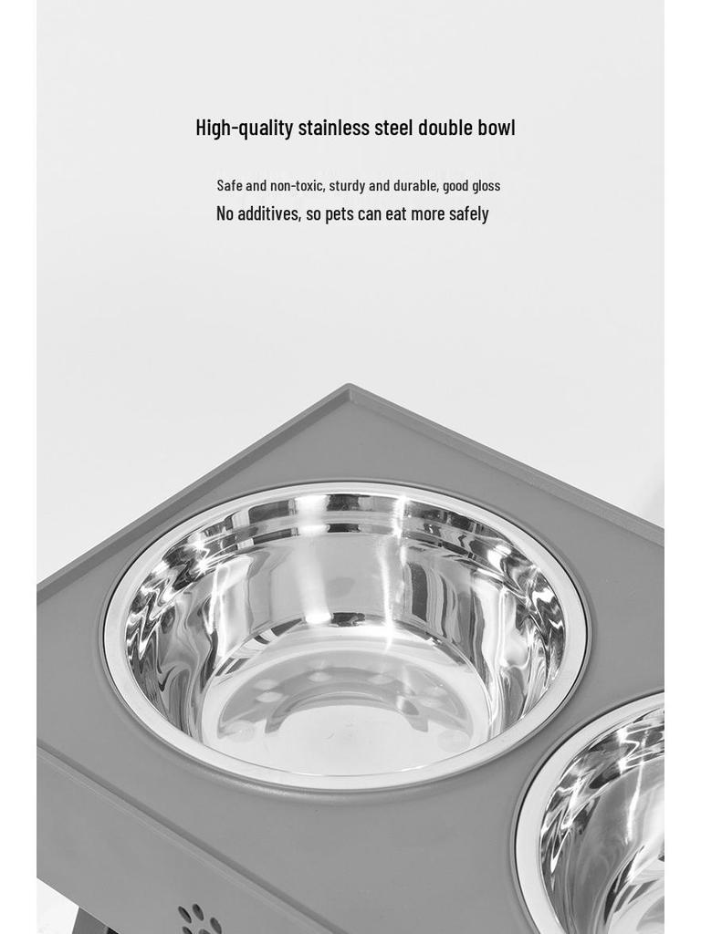 Adjustable Height Stainless Steel Dog Bowl | Large Capacity Elevated Pet Bowl