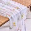 French Pastoral Style Embroidered Flower Lace Table Runner Long Strip Romantic Table Cover Retro Breathable Table Linen Party