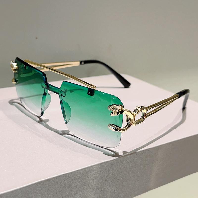 Rimless Square Sunglasses Men Fashion Vintage Double Bridge Shades Women Trendy Luxury Brand Design Gradient Sun Glasses