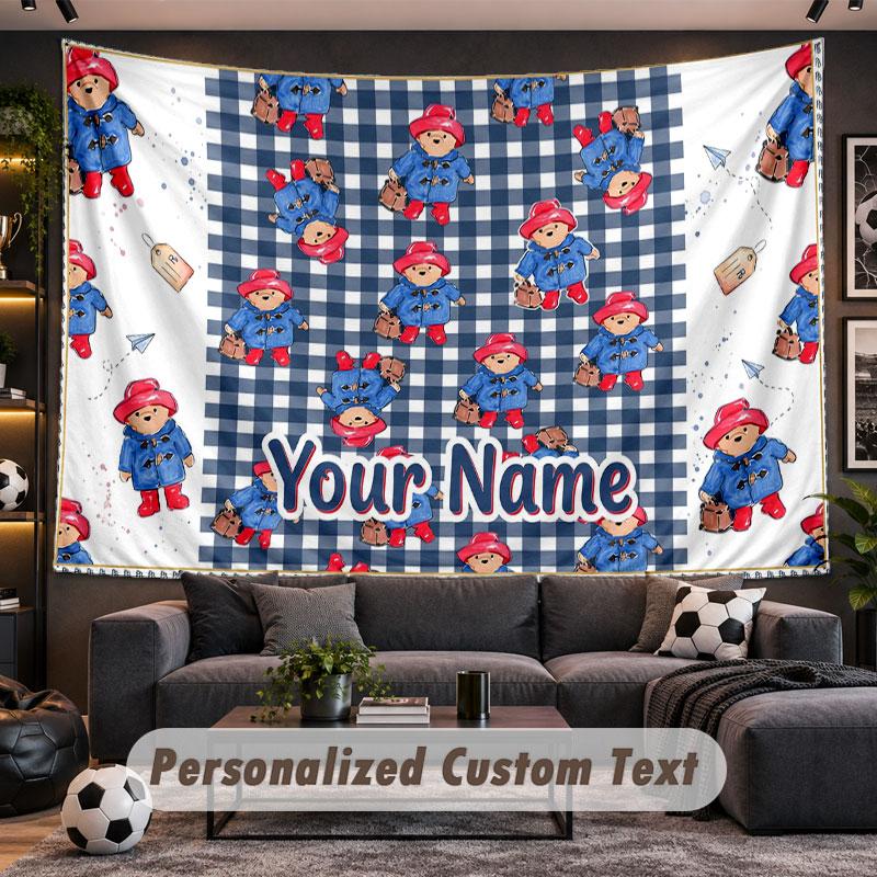 Wall Hanging Tapestry Custom NamePaddington Pattern Personalized Printed Fabric Wall Decor