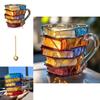 Painted Book Mug Coffee Cup Resin Hand Painted Modern Decor For Home Office