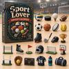 Adventskalender für Sportfans 2026 24-Tage-Weihnachts-Countdown-Box mit Mini-Miniatur-Ornamenten Volleyball Golf Hockey Figuren Sammlerstück
