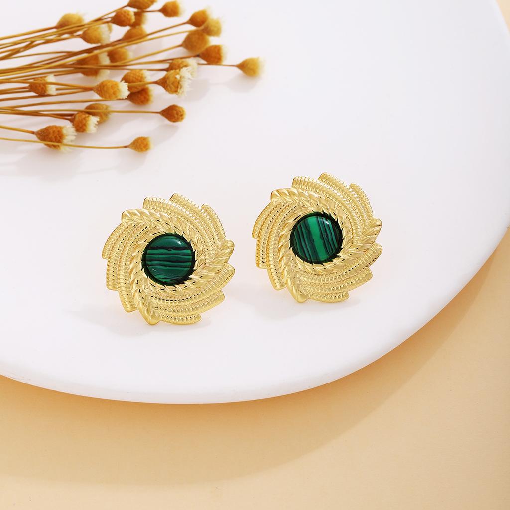 Retro Spiral Texture Earrings Women, Fashionable Personality Light Luxury High Sense Metal Style Temperament Earrings