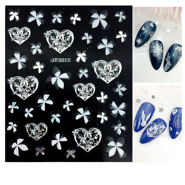 

5D наклейки для дизайна ногтей, украшения, самоклеящиеся наклейки для дизайна ногтей, дизайн маникюра, наклейка с белым снегом для дизайна ногтей, с Рождеством