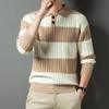 Men's Pullover Sweater Fashion Thick Warm Striped Pullovers Men Business Casual Knitwear
