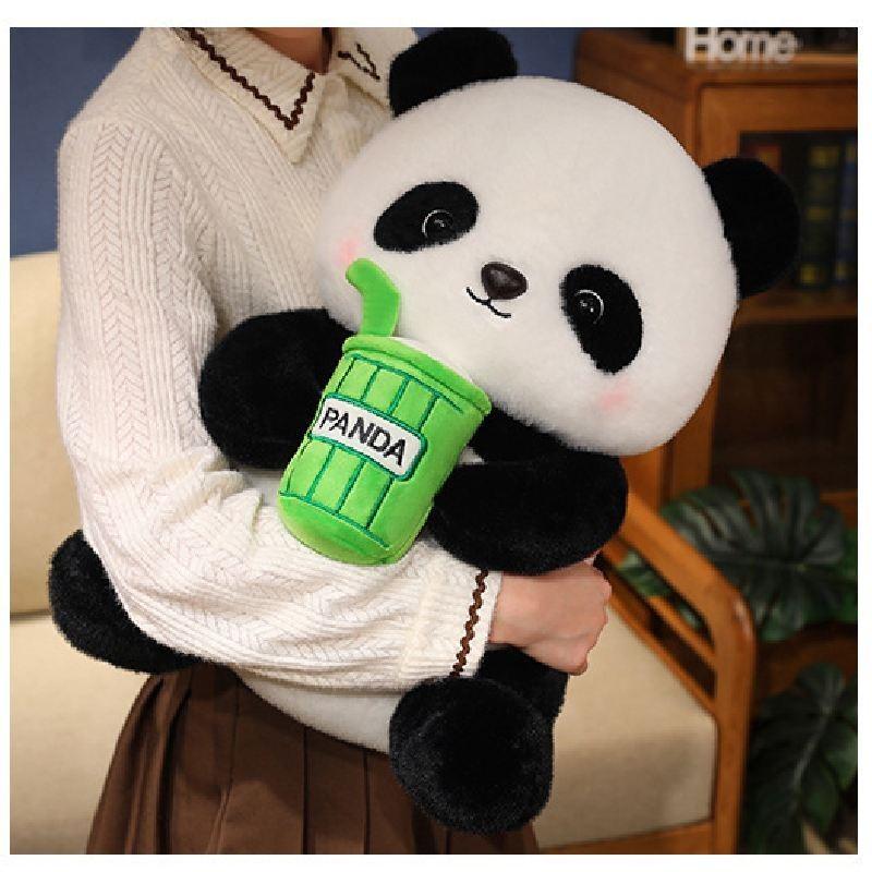 Adorable Plush Panda Toy Soft Pp Cotton Milk Tea Cup Panda Doll Gift For Kids