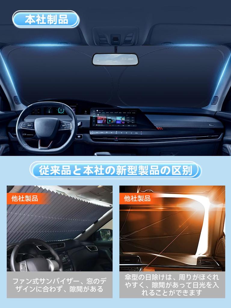Homos 2024 Improved Convenient Storage Sun Shade for Car Front, Windshield Sunshade for Toyota,