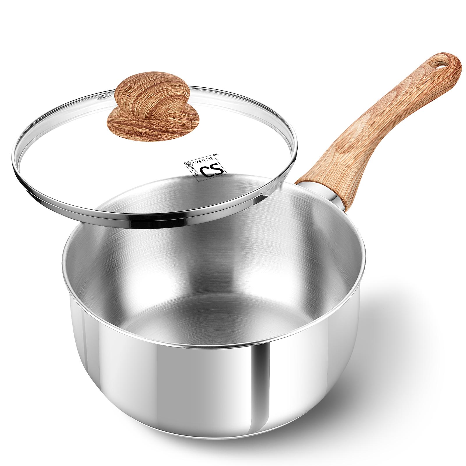 KOCH SYSTEME CS 1QT 2QT 3QT Stainless Steel Stew Pot Set Heat Resistant Bakelite Handle Universal for All Stoves Cookware
