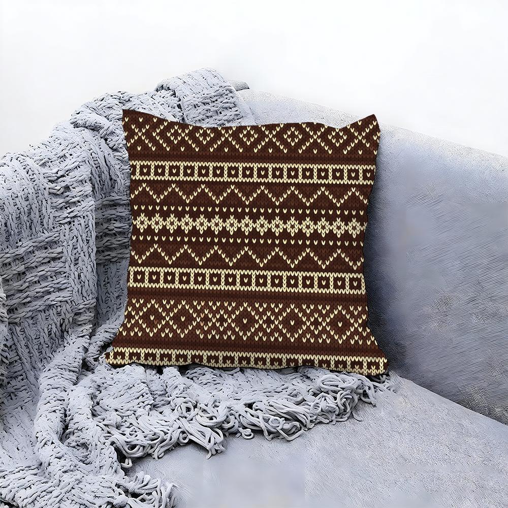 Warm Fair Isle Pattern Knit Cushion Cover Premium Comfort Reversible Pillow Cove Two in One Design for Any Room Car Interior