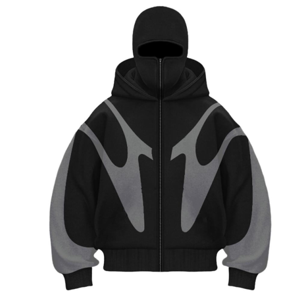 Velvet Punk Double Hat Unique Design Hoodie Loose Hoodie