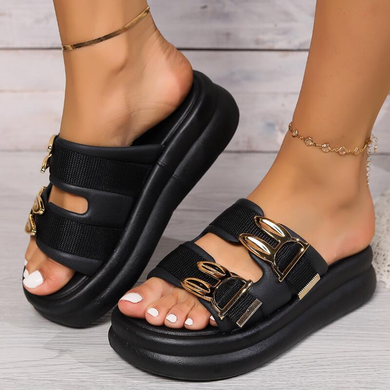2025 Neuankömmling Sommer Neu Damenmode Plateau-Slipper Outdoor Casual Slip-on EVA Sandalen Abriebfest Strand Flip-Flops