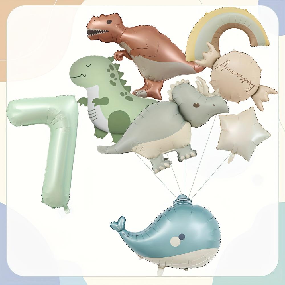 

8pcs Cartoon Dinosaur Theme Matte Dinosaur Rainbow Whale Olive Green Numbers 1-9 Suitable for Birthday Decor Scene Arrangement 40inch