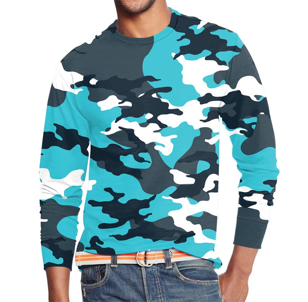 Men's Summer Long Sleeve 3d Camouflage Graphic Print T-Shirt Top Men Streetwear Clothing O Neck Long Sleeve T-Shirt Women's Pullover